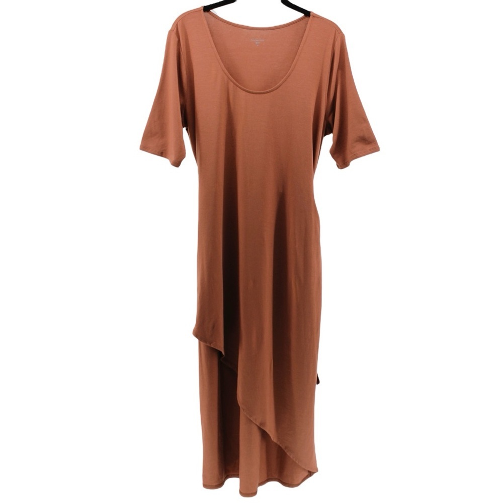 Garnet Hill Easy‎ Wrap Knit Dress Brown Comfort Chic Capsule Stretch M - Picture 4 of 13
